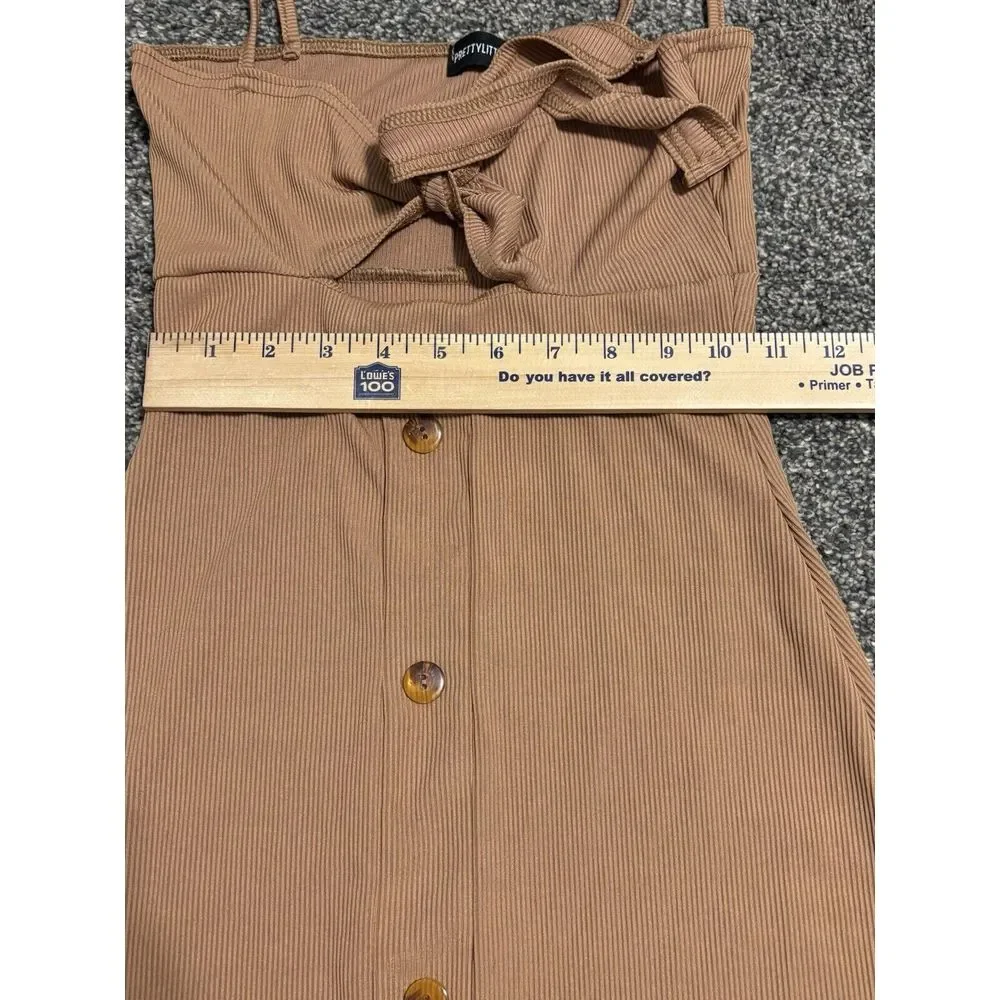 Pretty Little Things Tie Front Cut Out Dress Light Brown Size 6